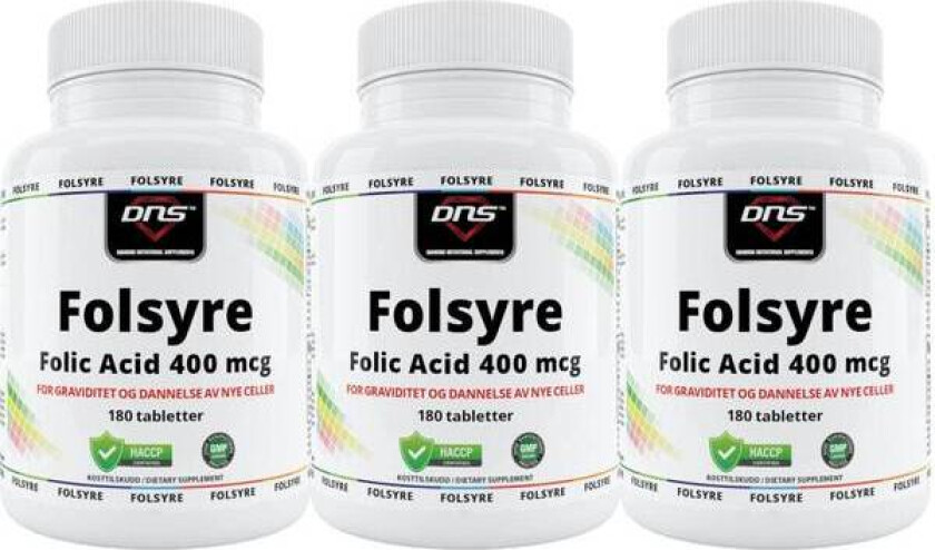 3-pack Folsyre (vitamin B9) - 400 mcg - 3 x 180 tabs