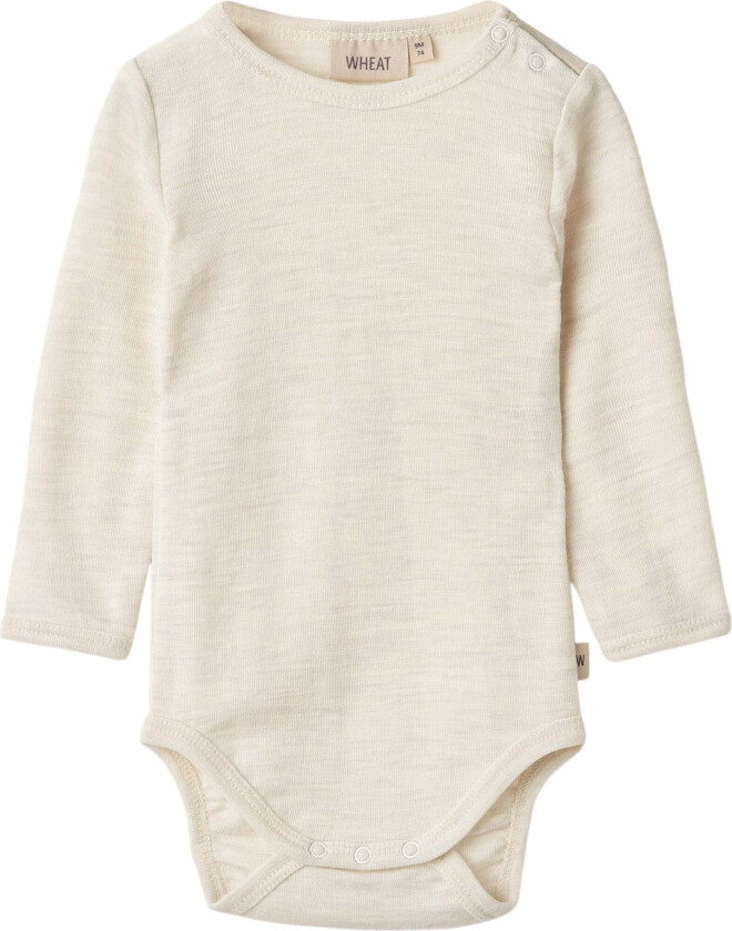 Langermet ullbody Lucca Eggshell Melange 92 cm Wool Kremfarget 92 cm Unisex