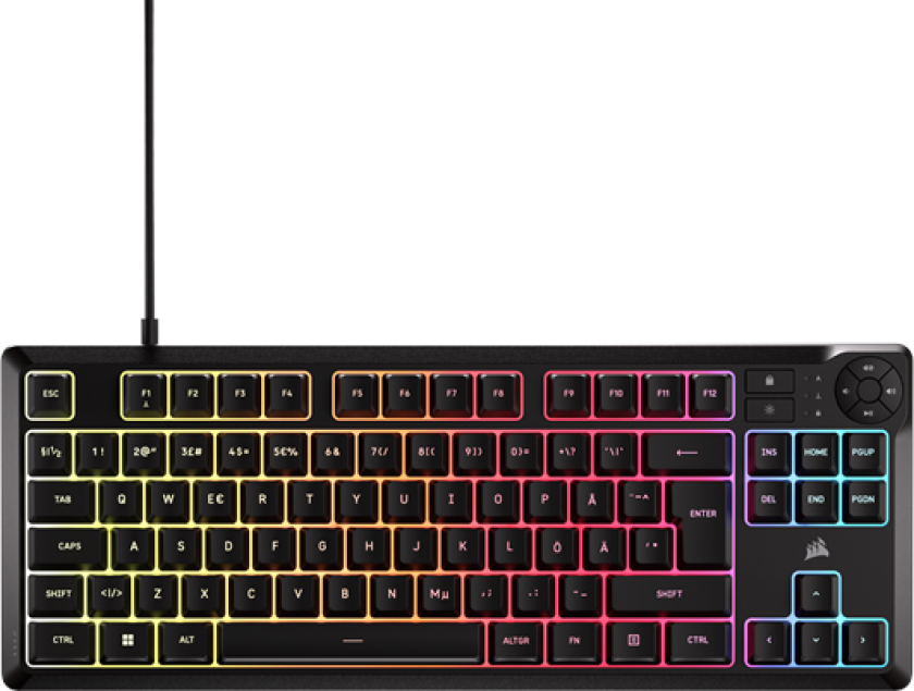 K55 Core TKL - Gamingtastatur - Uten numpad - Nordisk - Svart