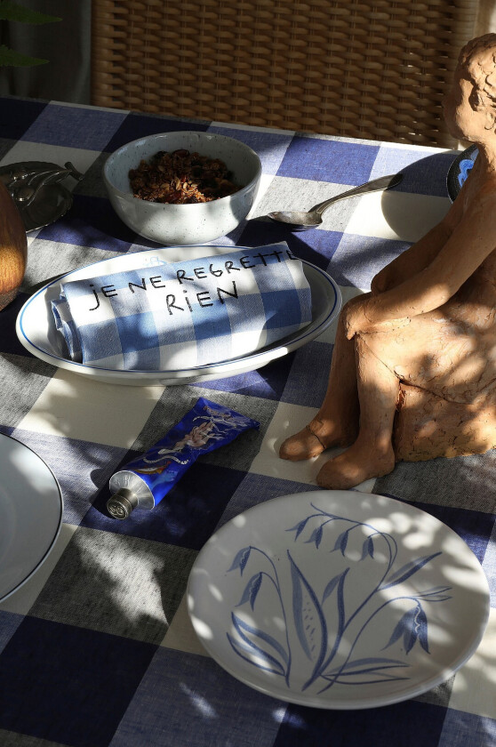 Tehåndkle Je ne regrette - Blå