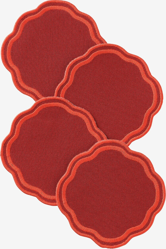 Glassunderlag Peggy 4-pakning - Rød