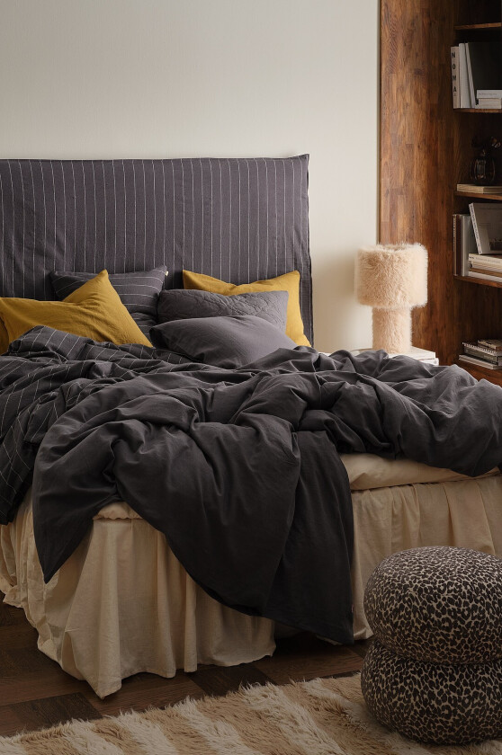 Sengesett Elly i resirkulert halvlinne 2 eller 3 stykker - Grå