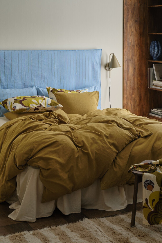 Sengesett Elly i resirkulert halvlinne 2 eller 3 stykker - Grønn