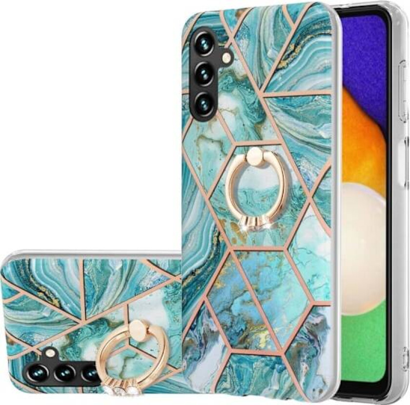 Marble Mønstret Deksel med Ring Holder til Samsung Galaxy A54 - Blå