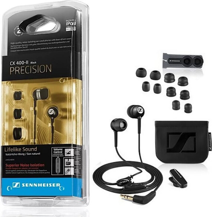 Sennheiser CX 400-II Precision Hodetelefoner - Dyp Bass Helt Nye Støyreduserende Headset Musikk Sport Løping Headset