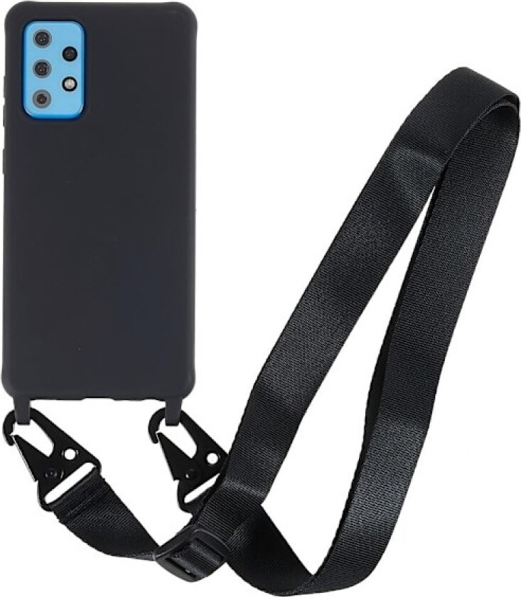 Tynt TPU-deksel med matt finish og justerbar stropp til Samsung Galaxy A72 5G - Svart