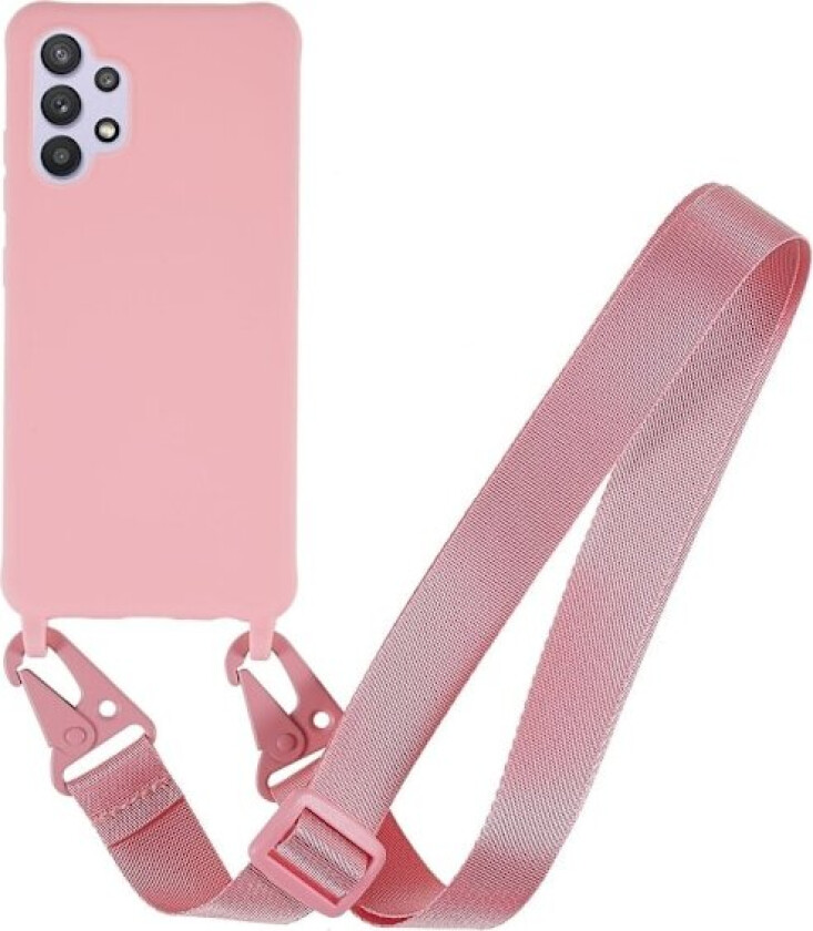 Tynt TPU-deksel med matt finish og justerbar stropp til Samsung Galaxy A32 - Rosa