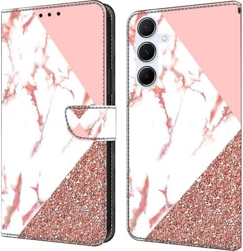 Samsung Galaxy A26 5G lommebokveske med mønstermønster som trykker på stativ, flip-telefondeksel i lær - Trekantet Marmor