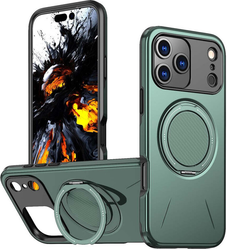iPhone 17 Pro Max Deksel med Roterende Kickstand – MagSafe Kompatibel – Grønn