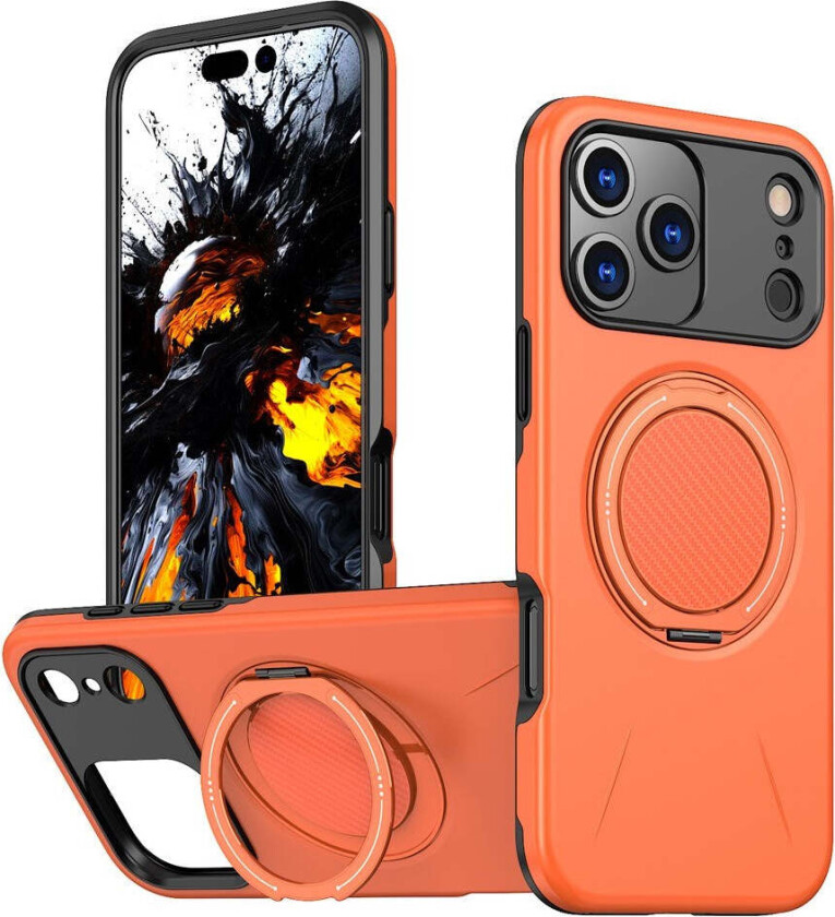 iPhone 17 Pro Deksel med Roterende Kickstand – MagSafe Kompatibel – Oransje