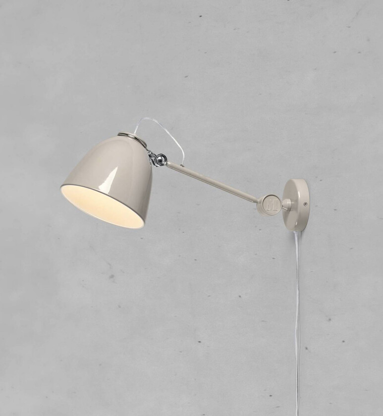 Vegglampe Tilt, greige, utstikk 47 cm, metall