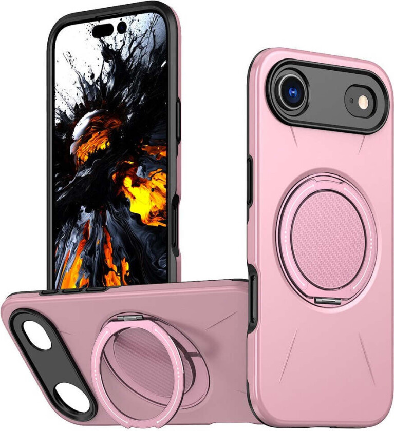 iPhone 17 Air Deksel med Roterende Kickstand – MagSafe Kompatibel – Rosa