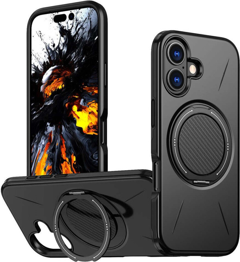 iPhone 17 Deksel med Roterende Kickstand – MagSafe Kompatibel – Svart