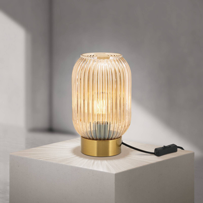 Bordlampe Carneval, rav, glass, høyde 23,5 cm, E27