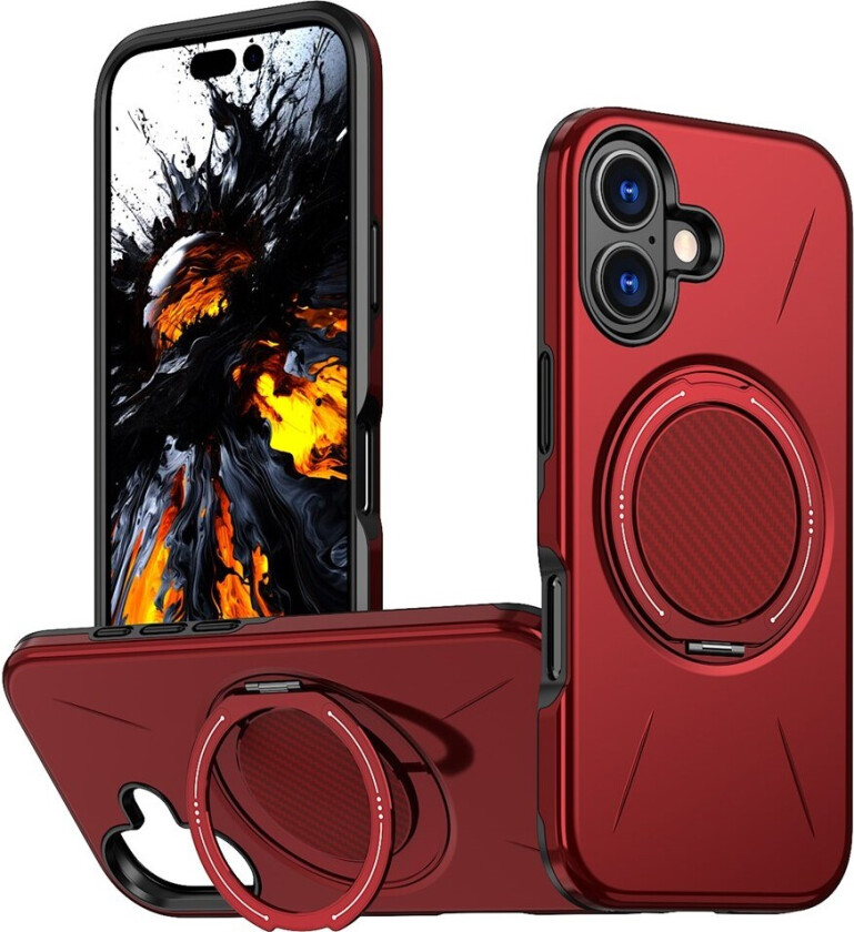 iPhone 17 Deksel med Roterende Kickstand – MagSafe Kompatibel – Rød