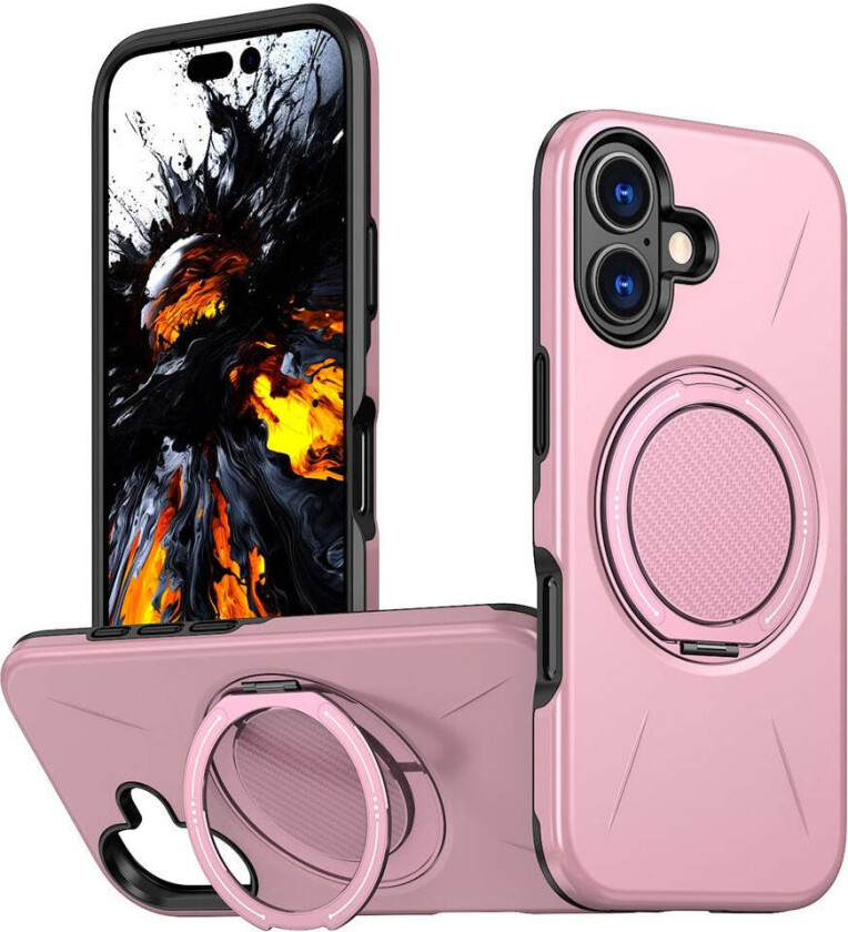 iPhone 17 Deksel med Roterende Kickstand – MagSafe Kompatibel – Rosa
