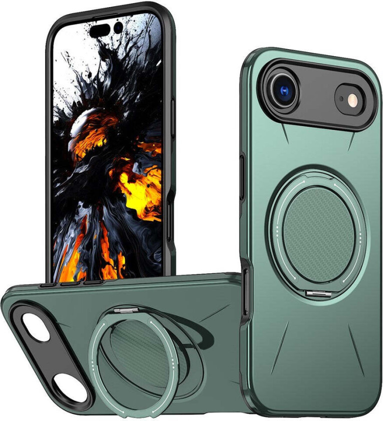 iPhone 17 Air Deksel med Roterende Kickstand – MagSafe Kompatibel – Grønn