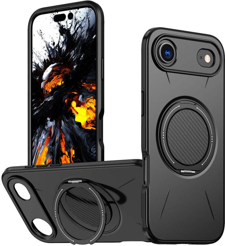 iPhone 17 Air Deksel med Roterende Kickstand – MagSafe Kompatibel – Svart