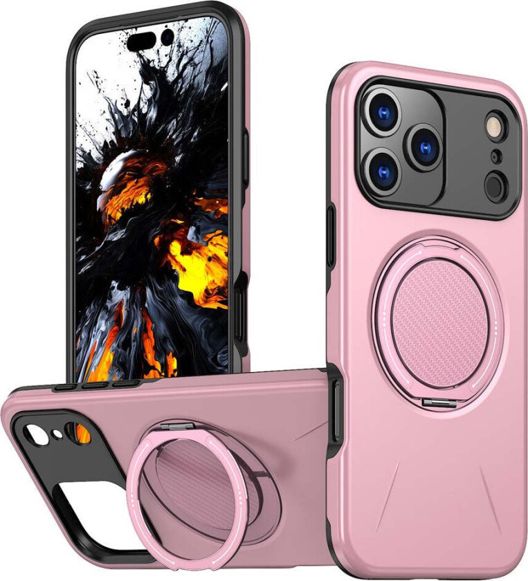 iPhone 17 Pro Max Deksel med Roterende Kickstand – MagSafe Kompatibel – Rosa