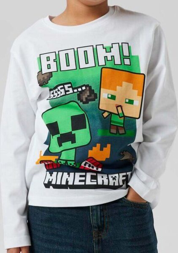 Name It Nkmac Minecraft genser til barn, Bright White