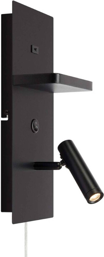 LED-vegglampe Carica, svart, høyde 34 cm, metall