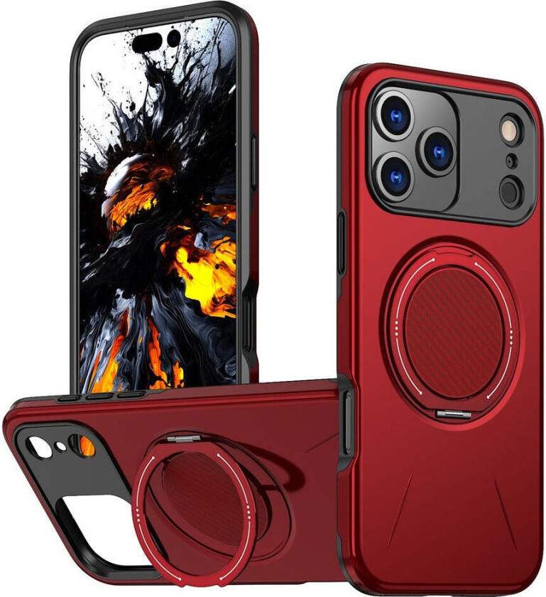 iPhone 17 Pro Deksel med Roterende Kickstand – MagSafe Kompatibel – Rød