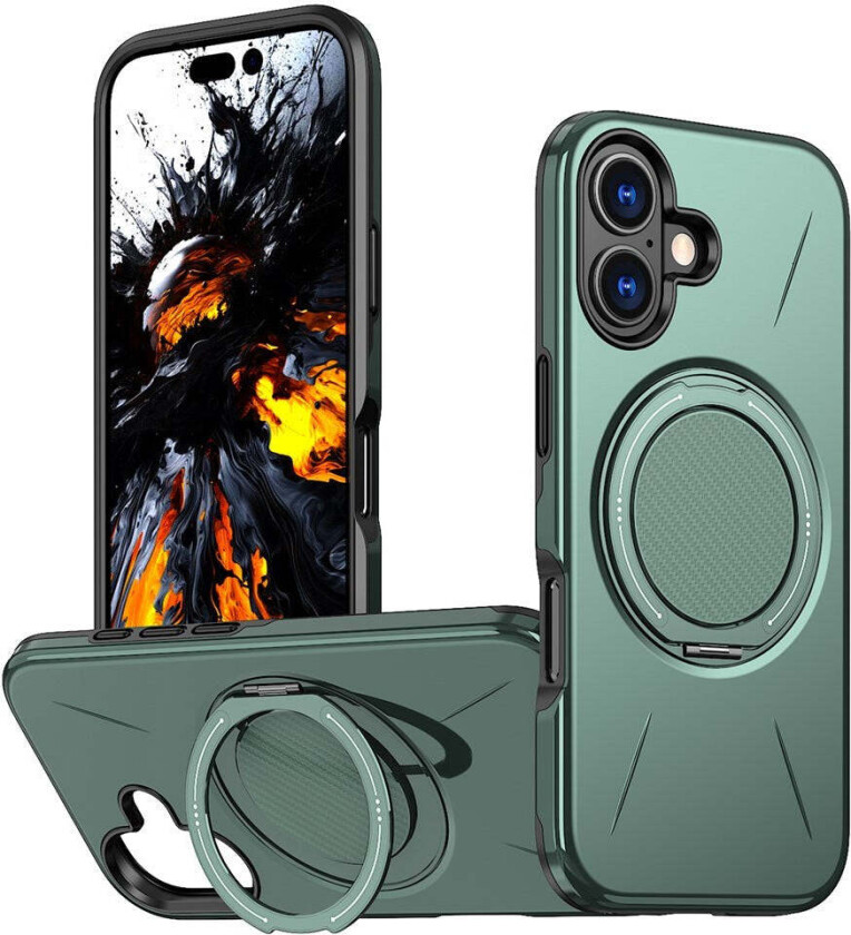 iPhone 17 Deksel med Roterende Kickstand – MagSafe Kompatibel – Grønn
