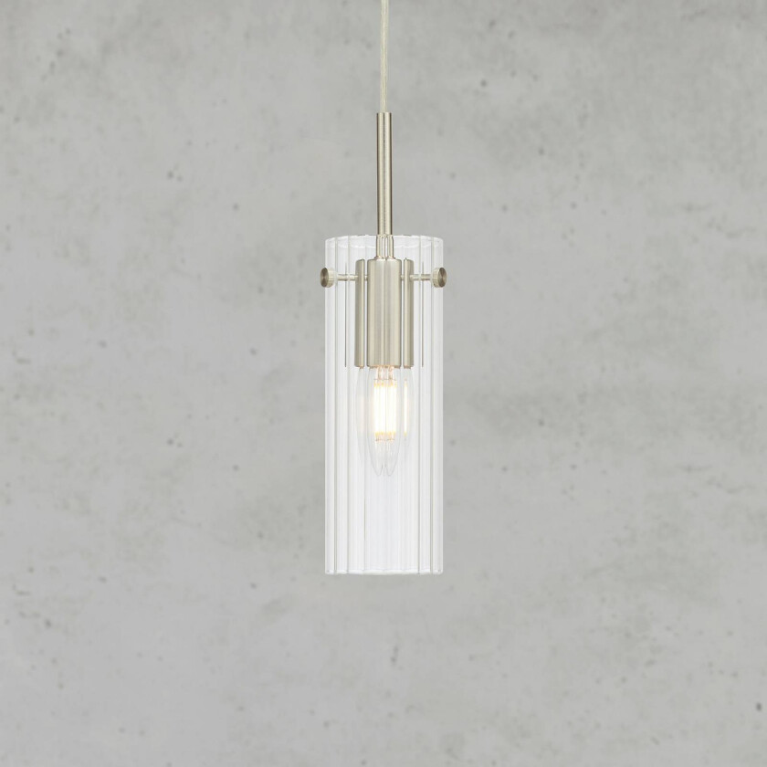 Hengelampe Tibia, stikkontakt, klar/nikkel, Ø 7 cm