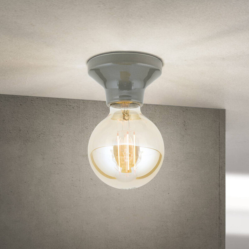 Taklampe Frost, grå, keramikk, E27