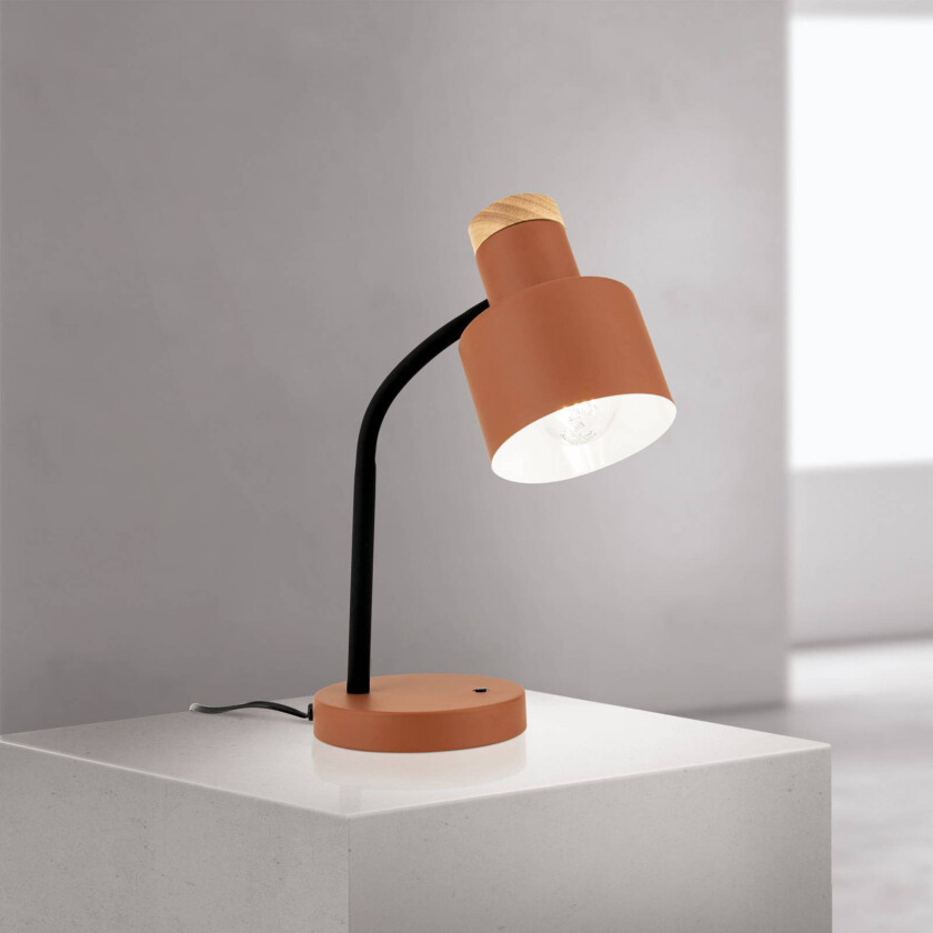 Bordlampe Gili, korallrød, stål, høyde 35 cm, E27