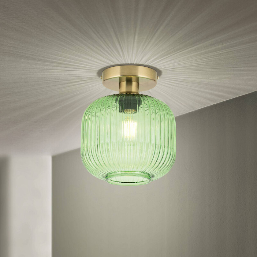 Taklampe Carneval, grønn, Ø 20 cm, glass, E27