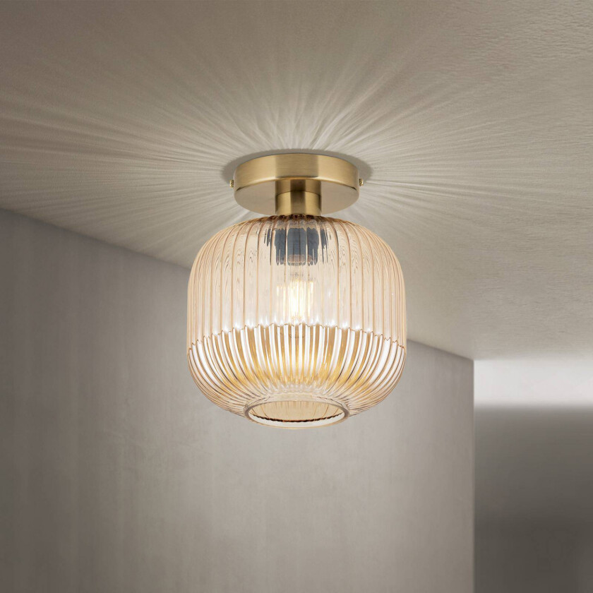 Taklampe Carneval, rav, Ø 20 cm, glass, E27