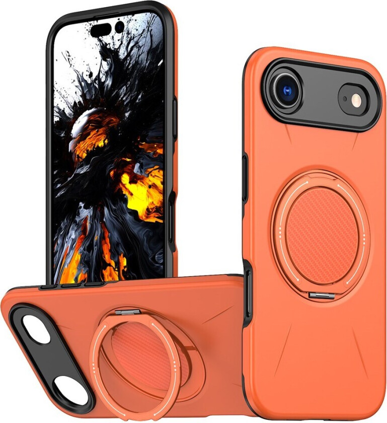 iPhone 17 Air Deksel med Roterende Kickstand – MagSafe Kompatibel – Oransje