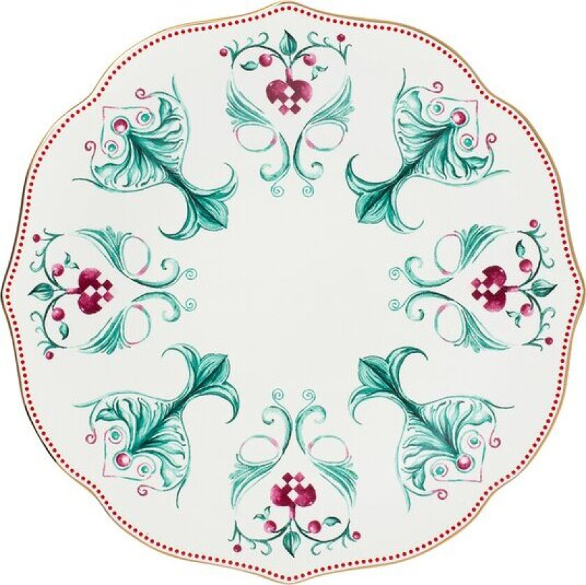 Lucia tallerken 21 cm hvit/rød/grønn