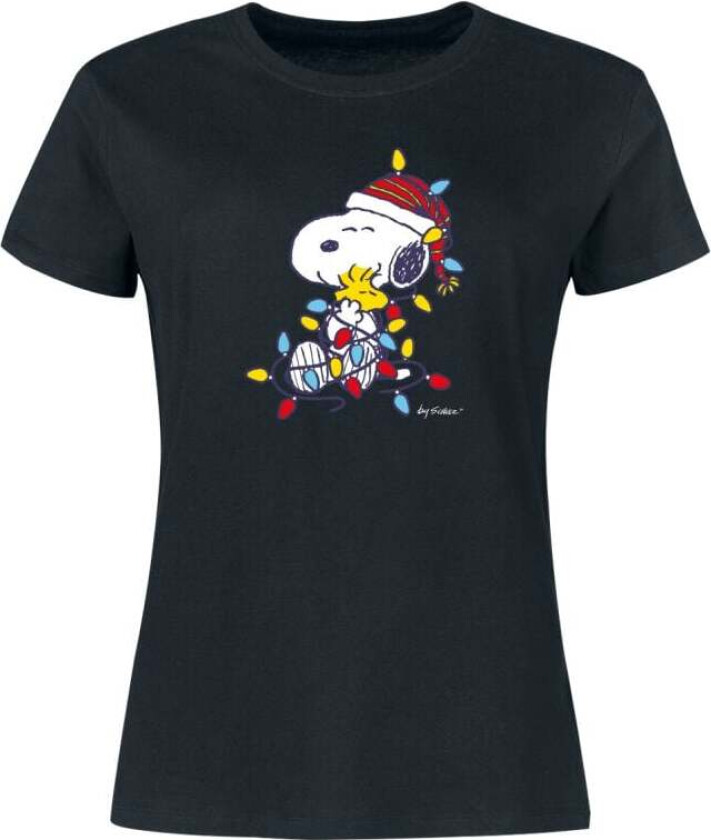 T-skjorte - Snoopy und Woodstock - S til 3XL - Damer - svart