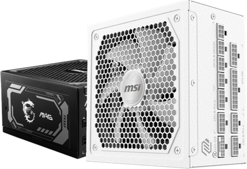 MAG A1000GL PCIE5 WHITE Strømforsyning (PSU) - 1000 mAh - 135 mm - ATX 3.1 - 80 Plus Gold sertifisert