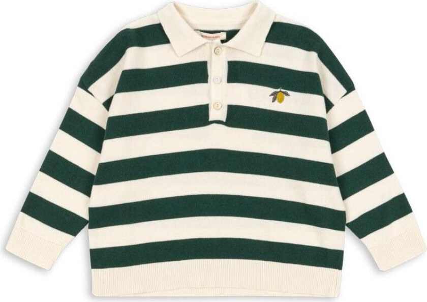 GOTS Manis Strikket Polo Pine Grove Stripe Pine Grove Stripe 5-6 Y mann