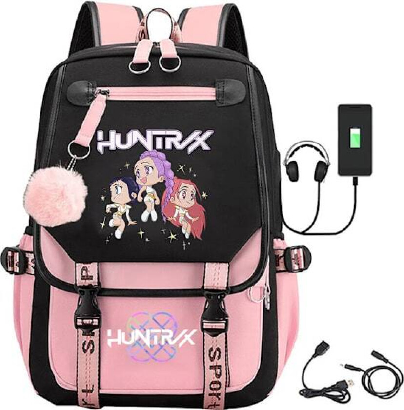 K-Pop Demon Hunters Anime Skolesekk Søt Tegneserieveske for Studenter rosa_tfrf