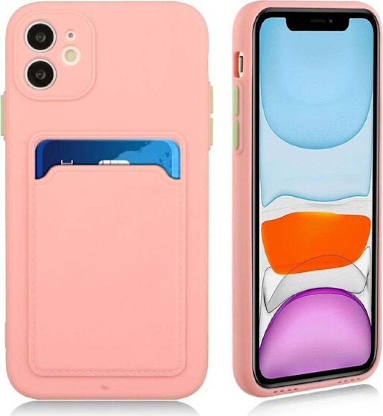Card Holder Deksel til iPhone 12 Mini - Rosa
