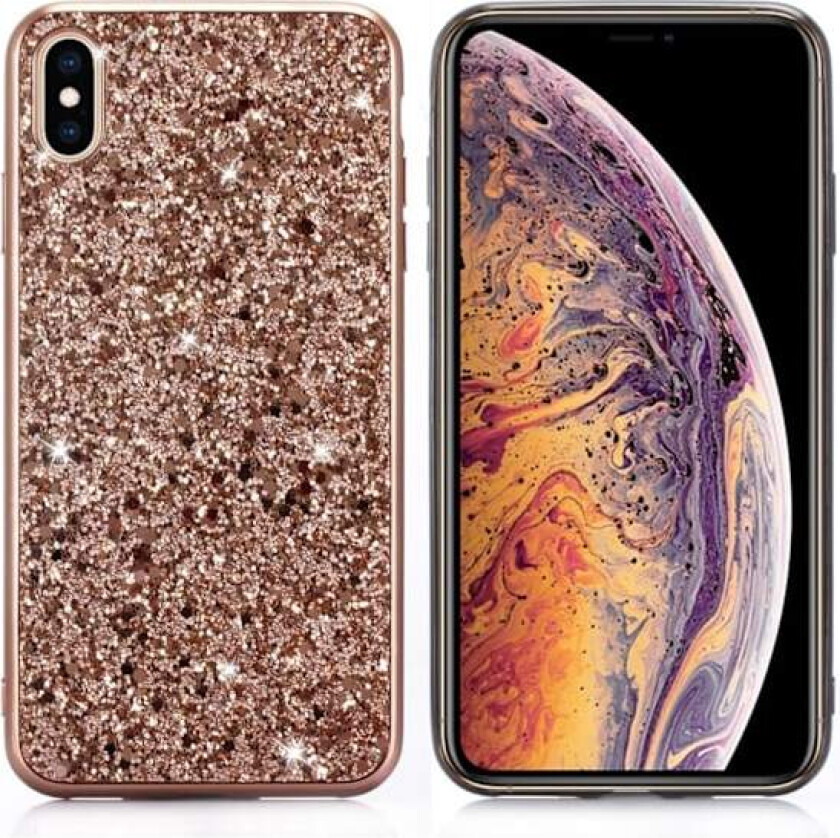 Glitter iPhone Xs Max deksel - Rose gull