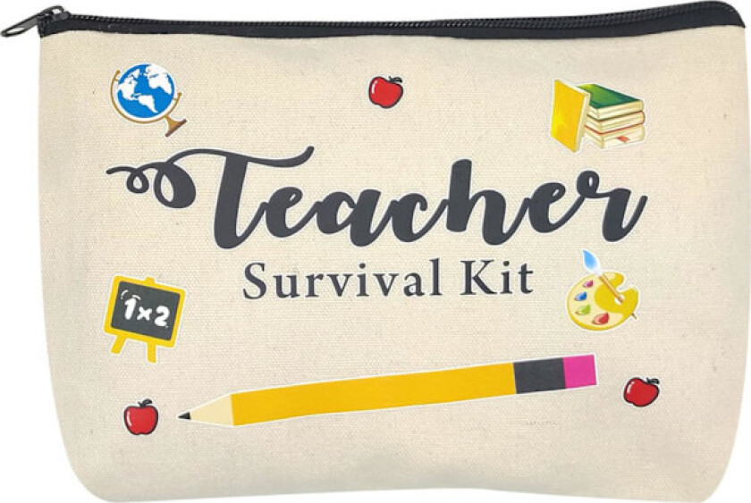 Lærer gave, lærer overlevelsespakke, klasseromsutstyr, sminkeveske, penal, førskole, videregående skole, kolleger, bursdagsgaver, blyant