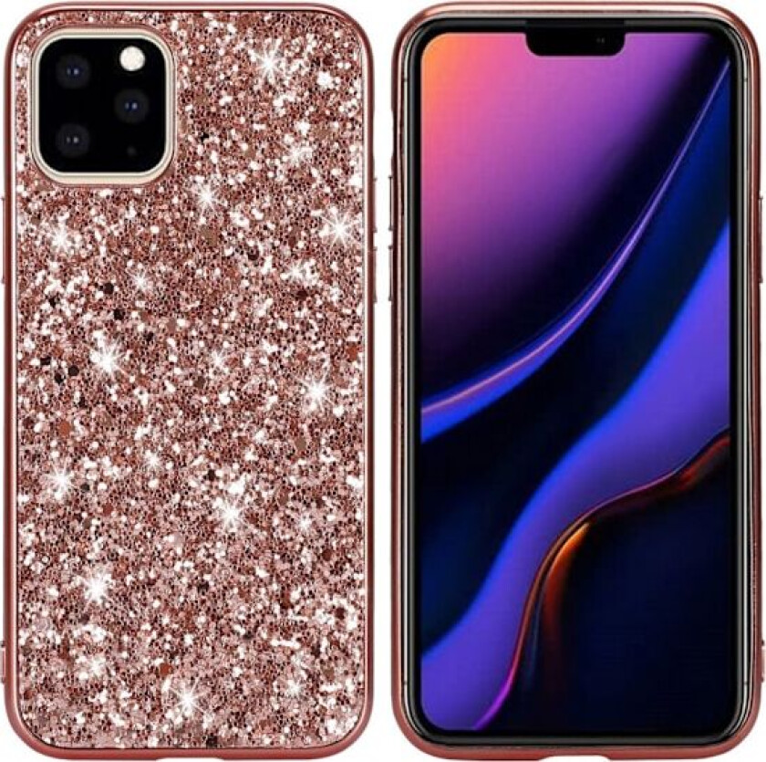 Glitter iPhone 11 Pro Max deksel - Rose gull