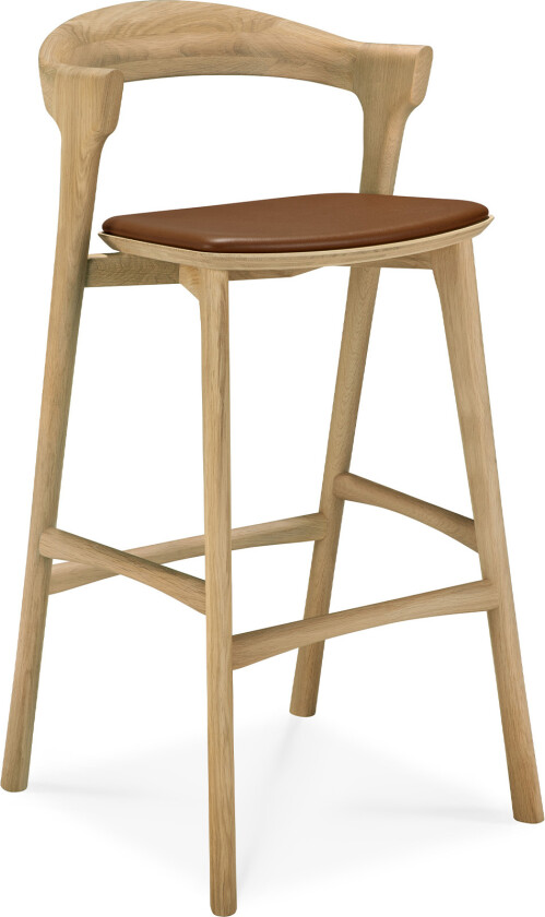Bok Bar Stool - Varnished Oak - Cognac Leather - Barstoler - Alain Van Havre - Tre farget - Tre