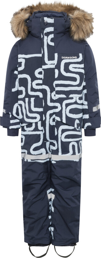 Kids' Bjärven Printed Coverall 2 Path S Blue