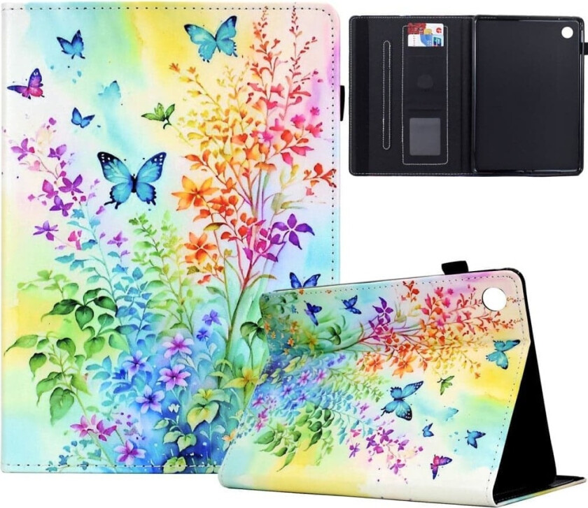 Samsung Galaxy Tab A8 10.5 (2021) X205 / X200 Etui Mønsterutskrift Nettbrettdeksel Støtsikkert lærdeksel med kortholder og stativ - Blomster Og Sommer