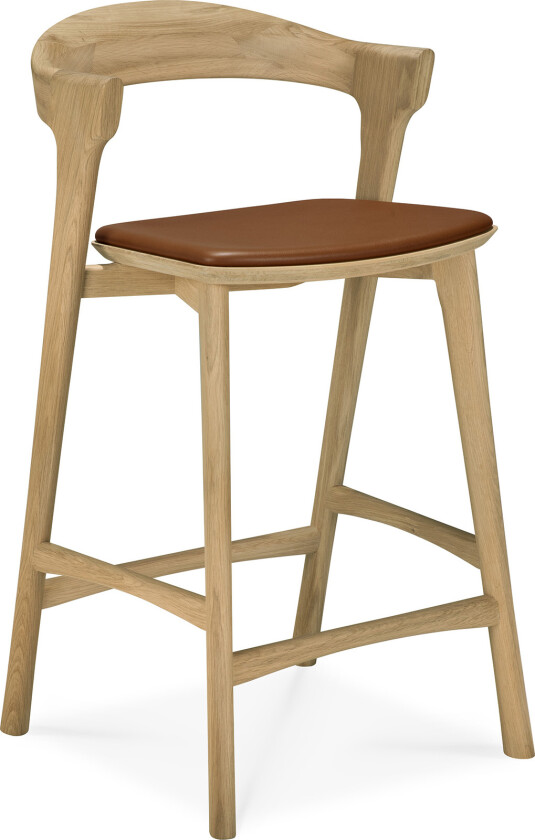 Bok Counter Stool - Varnished Oak - Cognac Leather - Barstoler - Alain Van Havre - Tre farget - Tre