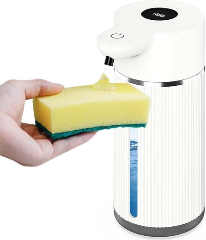 INF Automatisk såpedispenser med skjerm - Berøringsfri, 420ml kapasitet for kjøkken og bad Hvit