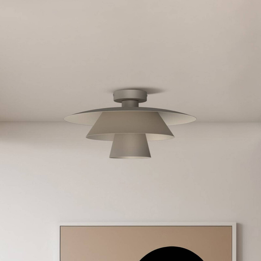Taklampe Plato, beige, metall, Ø 38 cm, E27