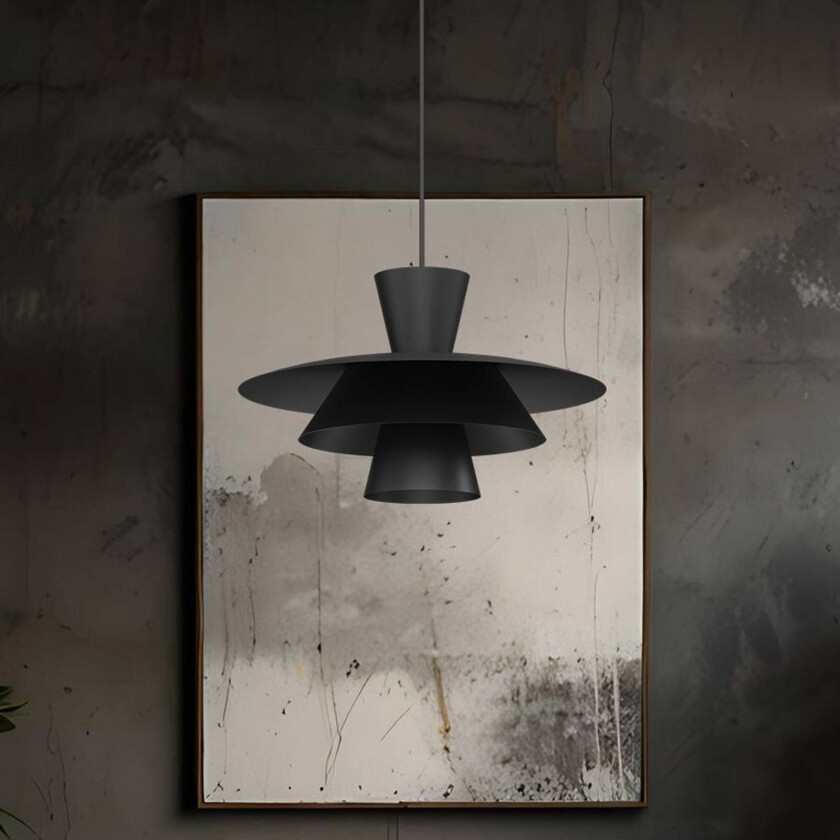 Hengelampe Plato, svart, metall, Ø 38 cm, E27