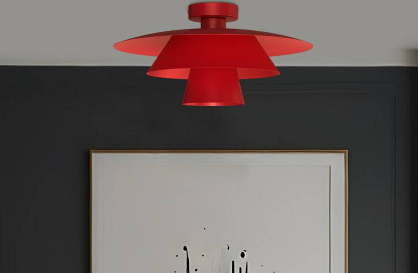 Taklampe Plato, rød, metall, Ø 38 cm, E27